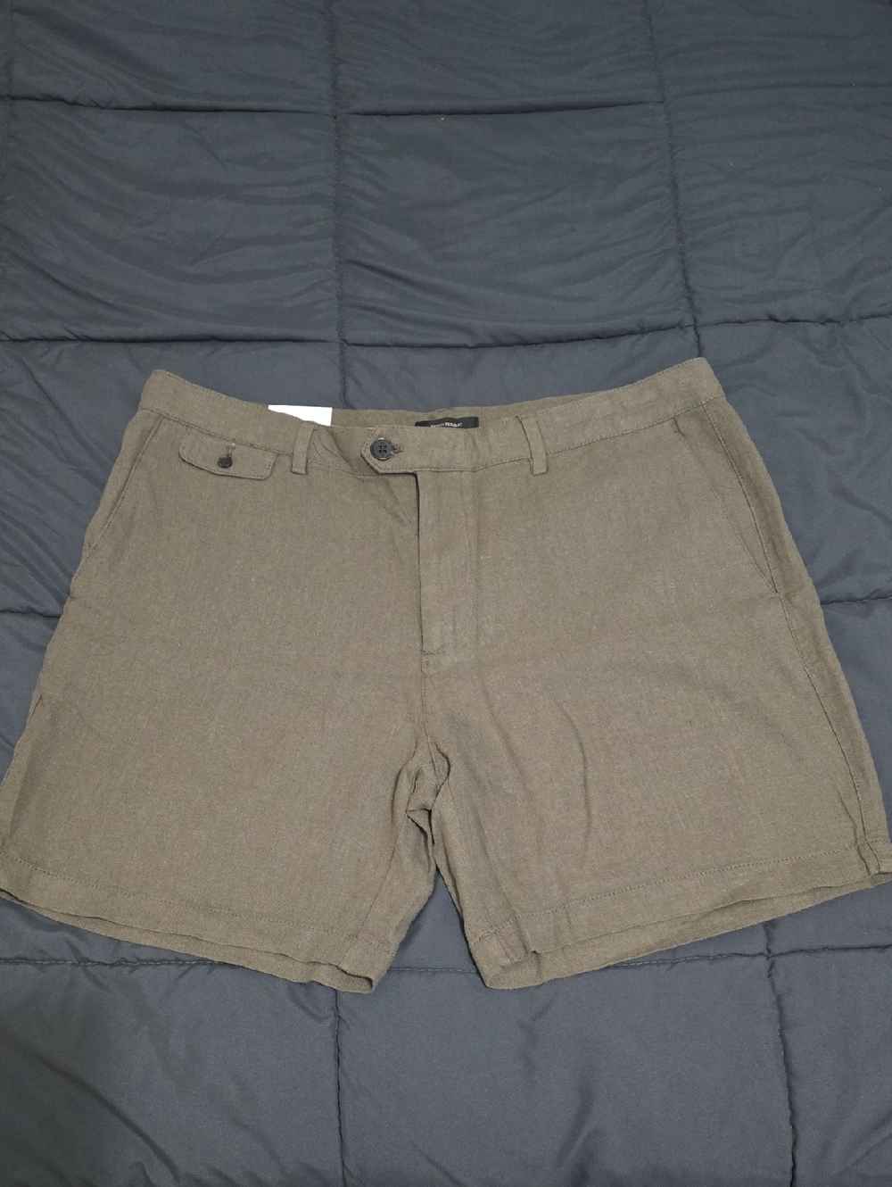 Banana Republic Mens Olive Linen Blend 7" Flat Front Shorts NWT 36